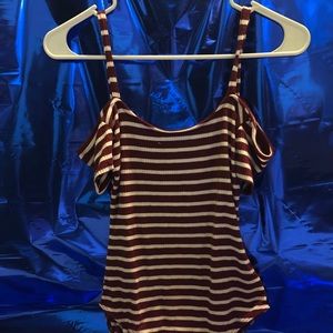 Urban Outfitters red and white striped body suit.